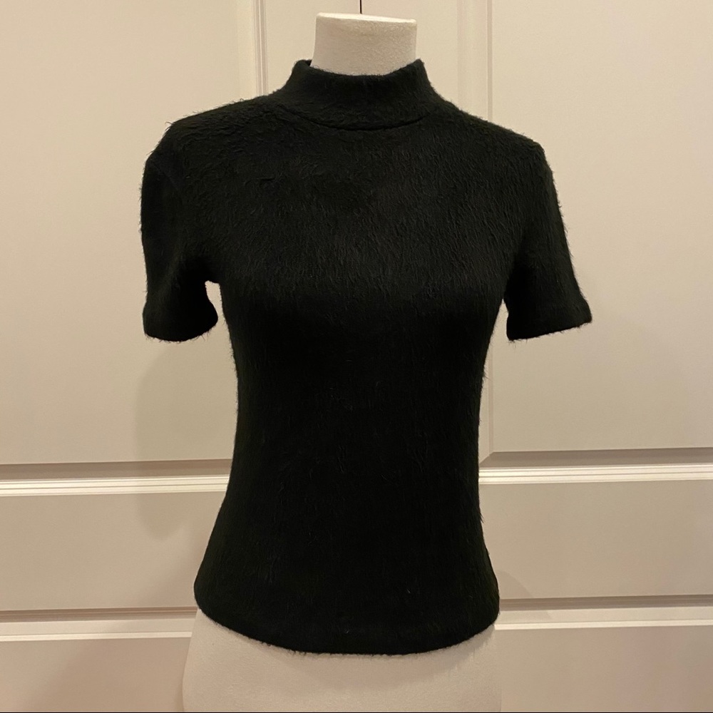 SOLD on Ⓜ️ - VERSACE Short Sleeved Soft & Furry Turtleneck - Picture 1 of 8